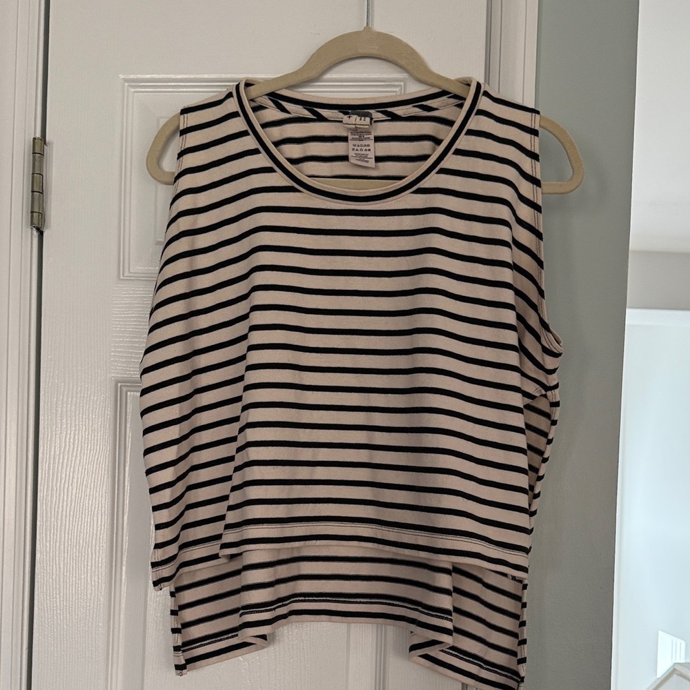 Free People Black and White Striped Tank Top